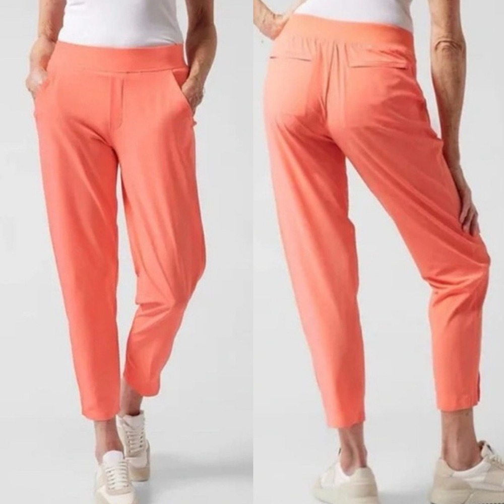 Athleta Brooklyn Mid-Rise Lightweight Athleisure Pull On Ankle Pant Orange Sz 4